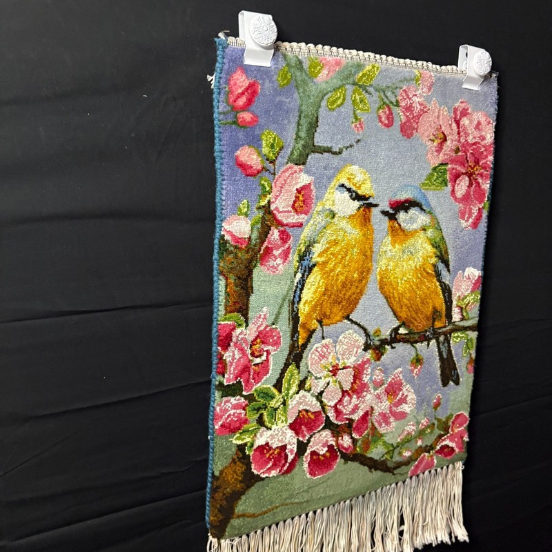 Oriental Rug Tebriz Pictorial Bird & Flower Size 2x1 Silk Hand Knotted w/Hangers gallery