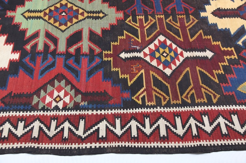 Antique Colorful Handwoven Caucasian Kuba Shirvan Kilim Rug - 6' 1'' X 10' 7'' gallery