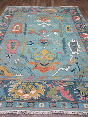TURKISH OUSHAK RUG.MODERN MULTICOLORED AREA RUG 8×10,HANDMADE BOHEMIAN RUG