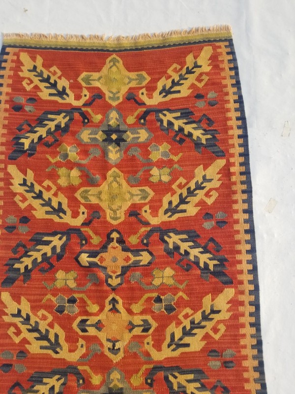Vintage Traditional Handcrafted Turkish Kilim Runner Rug for Home Décor 288x74cm gallery