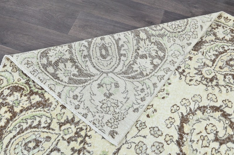 Oushak Turkish Vintage Rug 7x10 Kilim Rug Anatolian Handmade Boho Decor BEIGE gallery