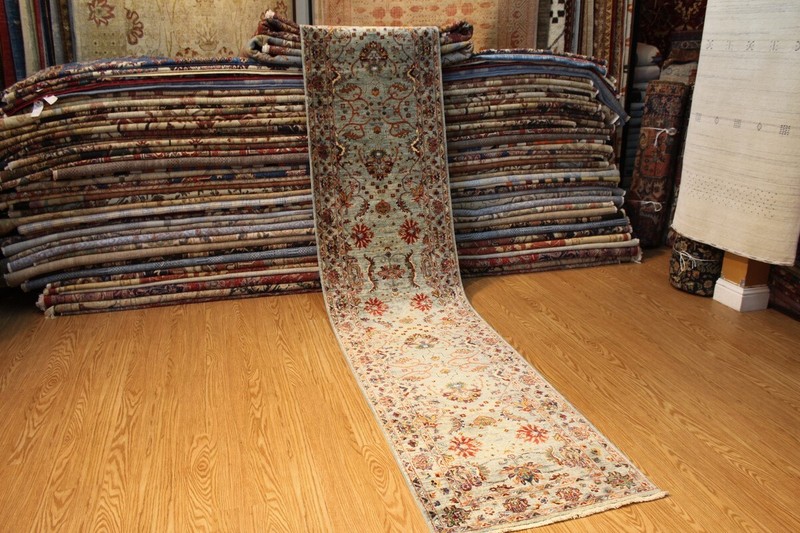 TOP QUALITY HANDMADE 2'8" x 14' HALL RUNNER JEWEL COLORS VEGETABLE DYES WOOL RUG gallery