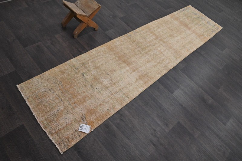 Vintage Turkish Runner Rug 2x9ft Wool Anatolian Handmade Hallway Oushak ORANGE gallery
