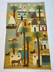 3×5 ft Handwoven Traditional Turkish Pictorial Geometric Modern Wool Office Rug