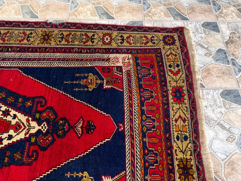 1970s Geometric Turkish Vintage Area, Tribal Handmade Anatolian Rug 4.1x6.5 ft gallery