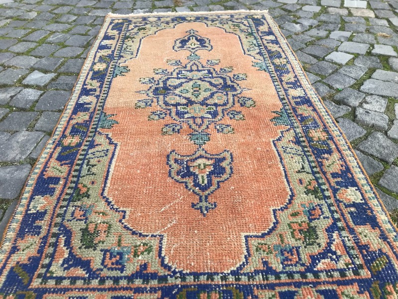 Bohemian Area Rug Handmade Wool Rug Turkish Vintage Traditional Rug 2,6 x 4,9 ft gallery
