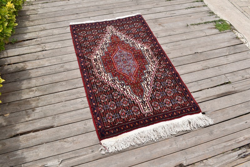 Turkish Rug 2x3 ft Vintage Wool Carpet 70x120cm Handwoven East Anatolian gallery
