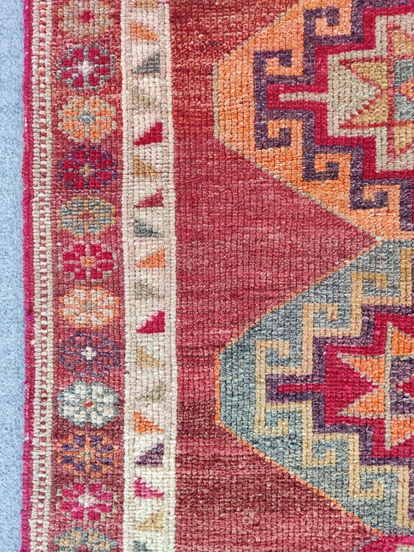 Rare Antique rug 3x12, Red Turkish runner 3x12 vintage, Heriz rug, Herki rug gallery