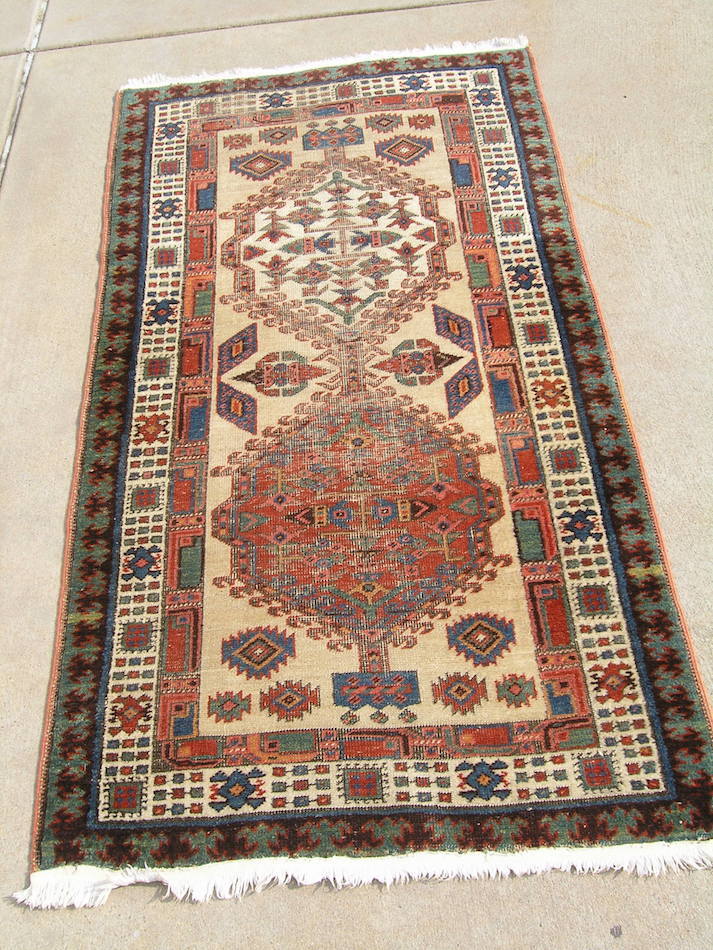 Fantastic Distressed Antique Serab Serapii Herizz Small Oriental Rug 36x70" 3x6'