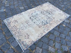 Bohemian Area Rug Handmade Wool Rug Turkish Vintage Traditional Rug 2,4 x 4,2 ft