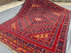 Vintage Afghan Kilim Rug 6’10 x 8’6 – Handmade Tribal Wool Flatweave Baho Carpet
