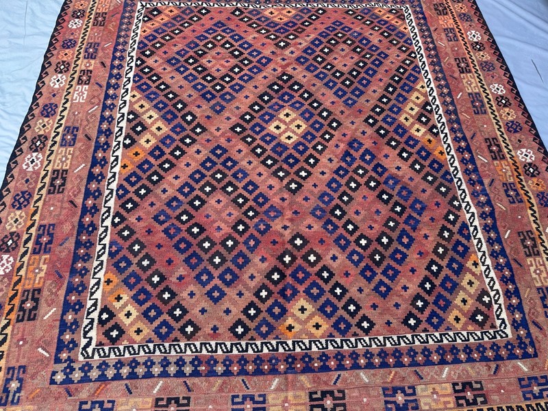 Terracotta Faded Kilim Rug 7'11x9'10 Turkish Tribal Boho Geometric Flatweave rug gallery