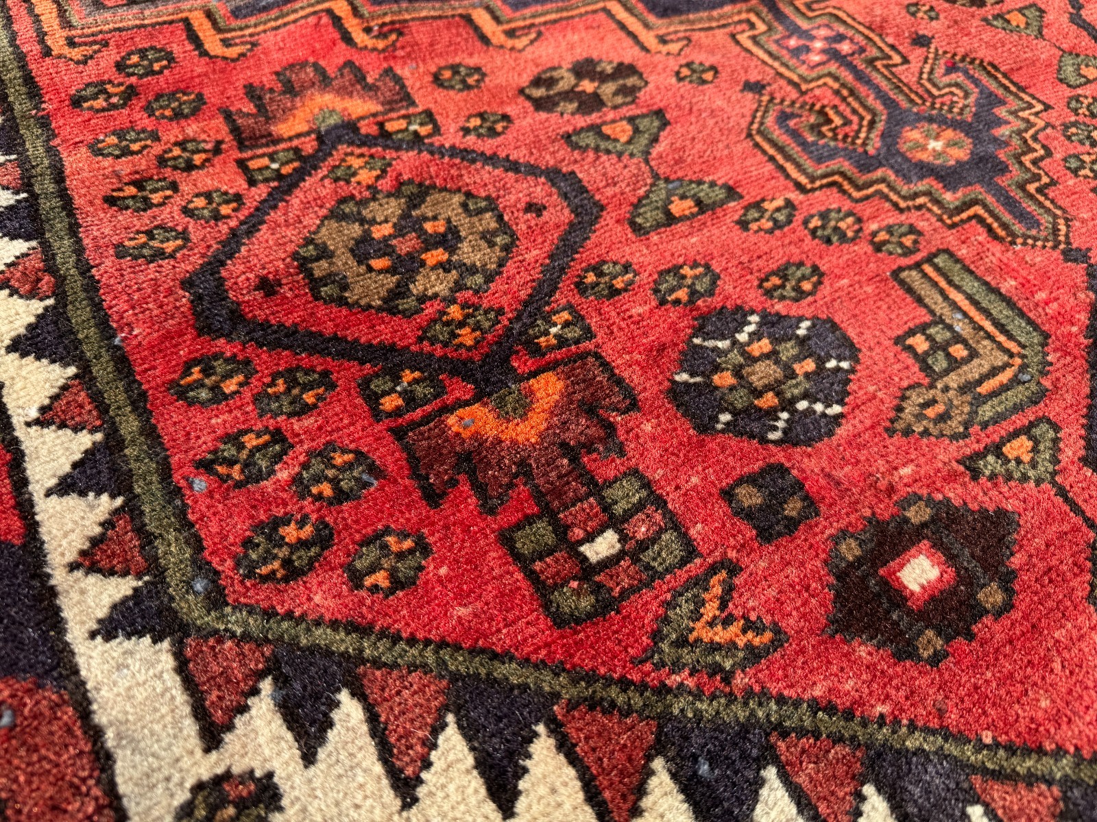 4x6 ANTIQUE ORIENTAL RUG HANDMADE heriz geometric vintage handwoven real 4x7 ft gallery
