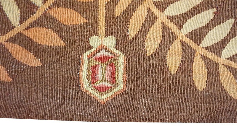 15x15 Antique Aubusson Brown Wool Area Rug 1810 gallery