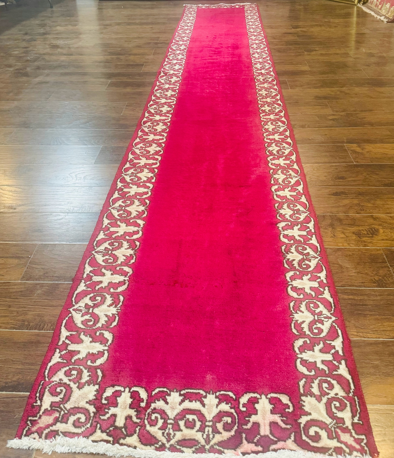 Per'sian Ker'man Runner Rug3x16, Handmade Red Carpet Runner Semi Antique Vintage gallery