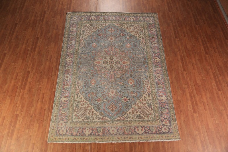 Light Blue Handmade Area Rug 8x11 Over-Dyed Traditional Living Room Carpet gallery