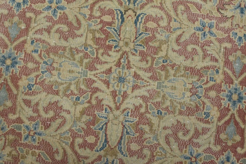 Kermani Rug 5’6” x 8’6” Red Wool Vintage Distressed Hand-Knotted Oriental Carpet gallery