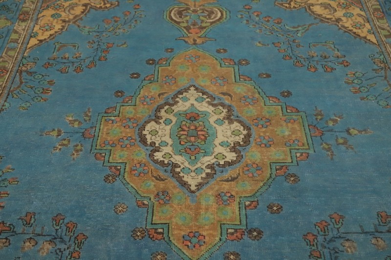 Handmade Vintage Over-Dyed Blue Traditional Living Room Area Rug 6x9 Wool Carpet gallery