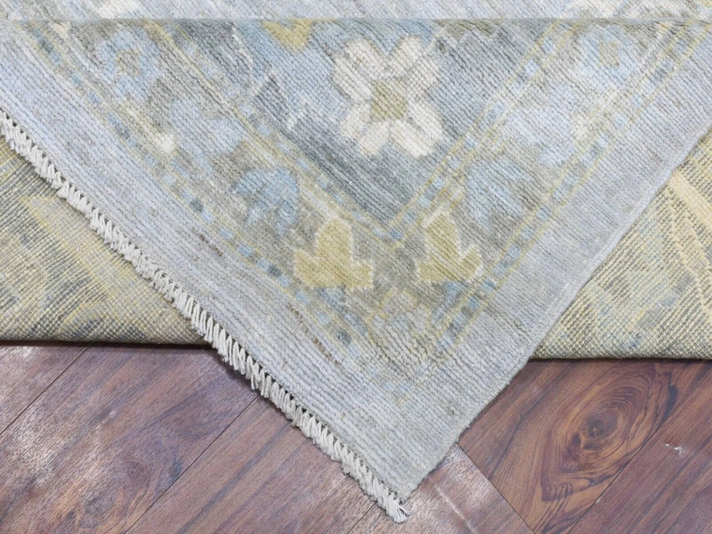 12'1"x17'8" Light Gray Angora Oushak with Leaf Pattern Natural Dyes, soft Wool gallery