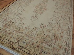 8×10, 7×10 Antique Kermaan Oriental Area Rug Beige Orange Brown Blue wool