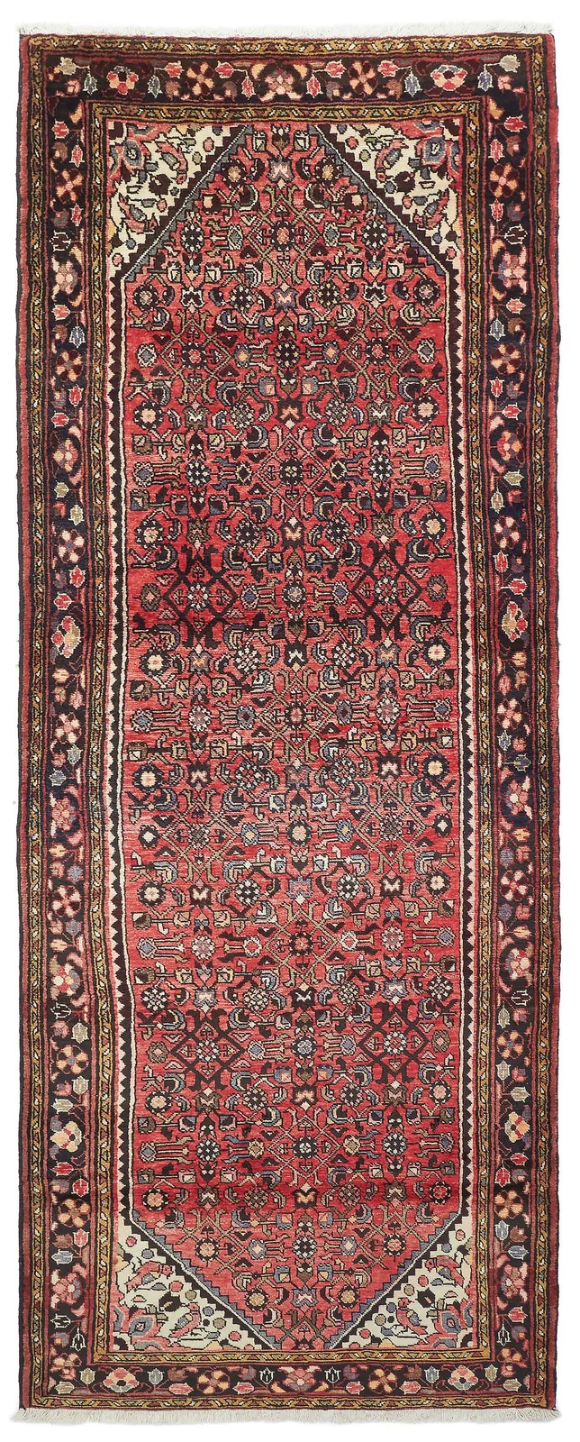 3'8" x 9'10" Vintage Hand-knotted Runner Rug Traditional Oriental Wool Carpet gallery