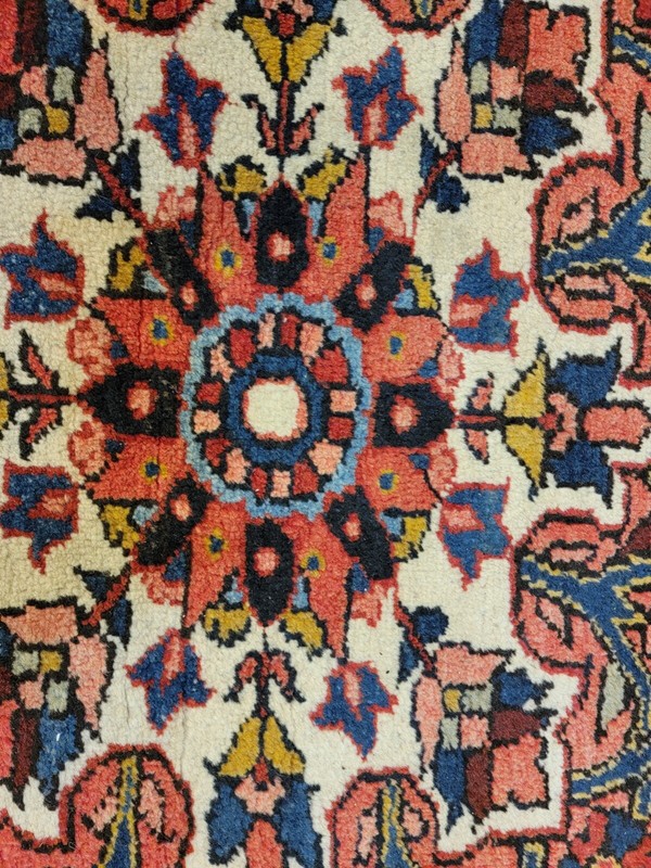Antique Oriental Hand-Knotted Wool Area Rug Red/Navy Blue/Ivory 10'8" x 13'6" gallery