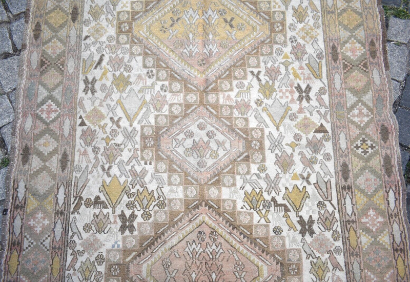 Caucasian Soumac Rug 3'9'' x 6'2'' ft Vintage Animal Figure Soumak Area Wall Rug gallery