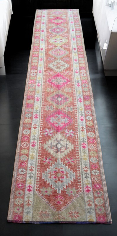 2x10 ft Runner Turkish Rug HandMade Distressed Narrow Hallway Rug actua 2.3x10.2 gallery
