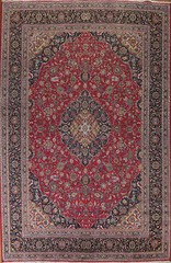 Traditional Red Kashmar Floral Vintage Area Rug 10×13 Wool Hand-knotted Carpet
