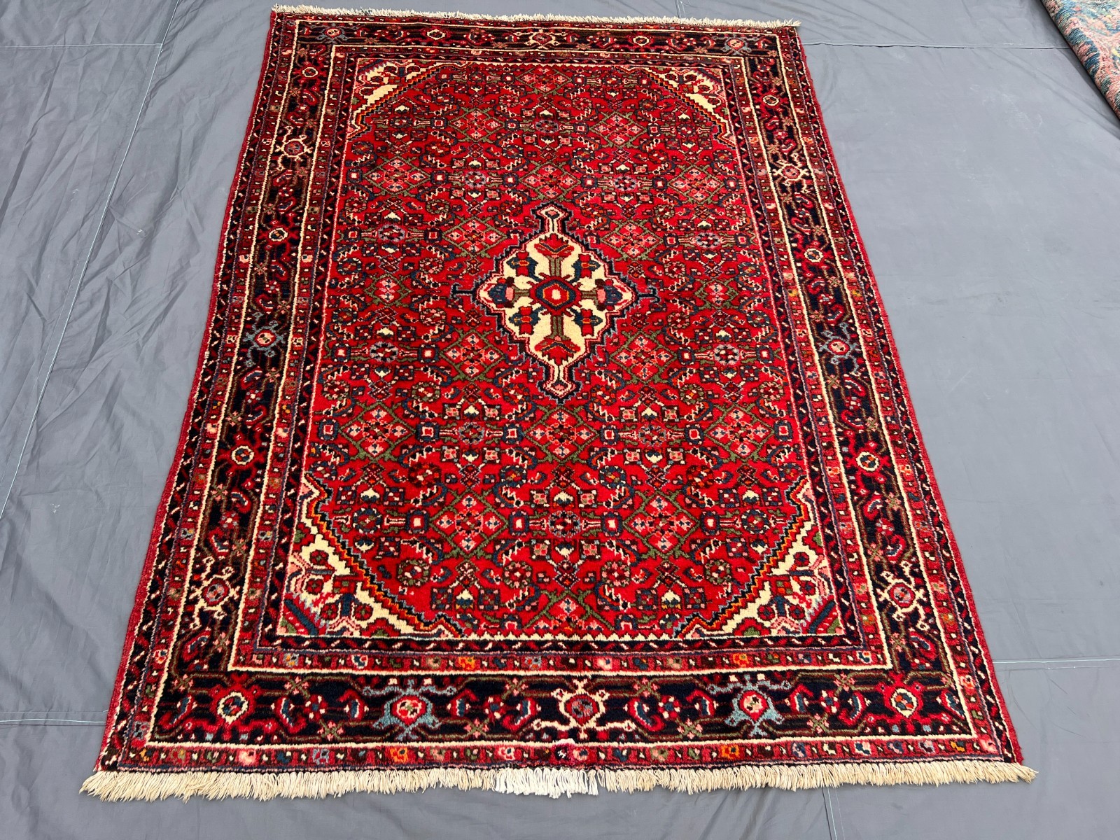 4'10x6'9 Ft Vintage Handknotted Caucasian Geometric Medallion Wool Rug gallery