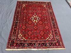 4’10×6’9 Ft Vintage Handknotted Caucasian Geometric Medallion Wool Rug