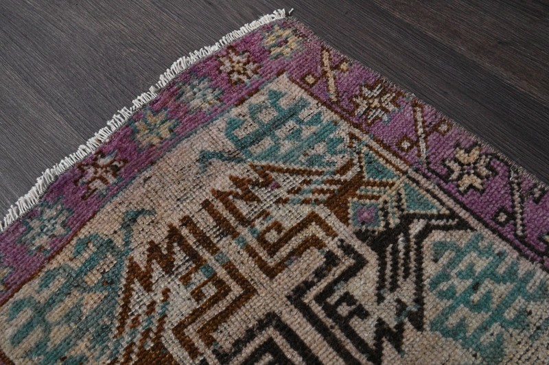 Oushak Turkish Doormat Rug 2x3 PURPLE Anatolian Handmade Vintage Small Kilim Rug gallery