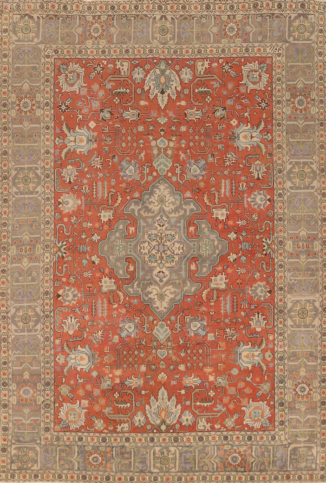 Vintage Geometric Rust Wool Hand-knotted Over-Dyed Living Room Area Rug 8x11 gallery
