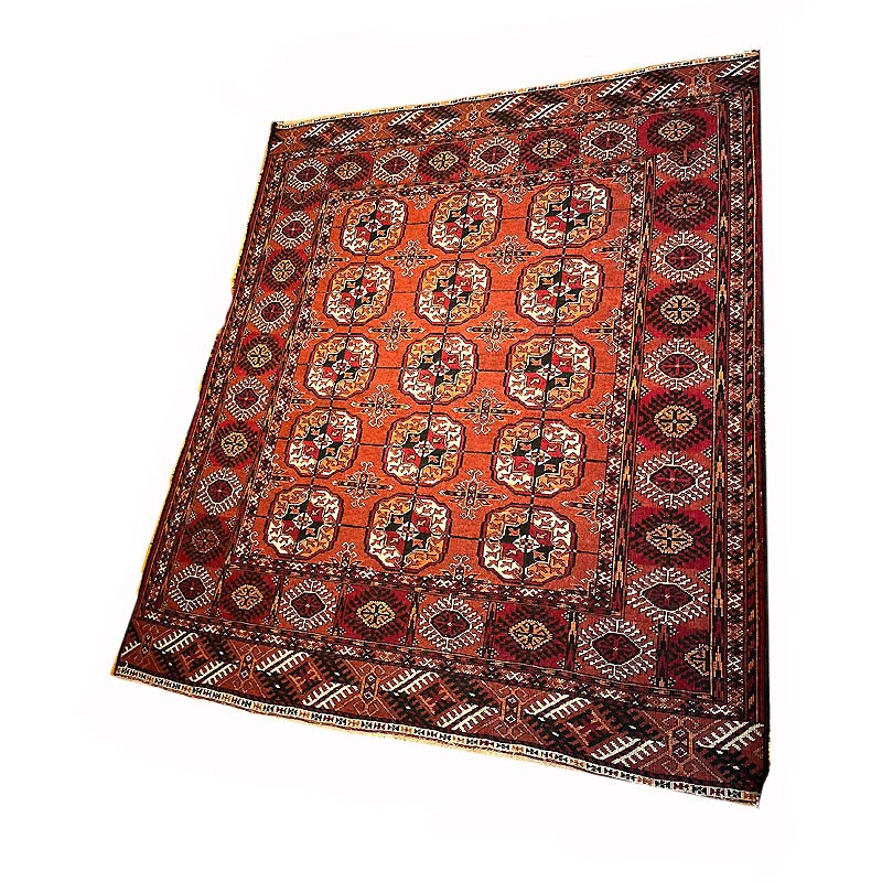 Antique Nice Clean Turkoman (Turkmen) Tekke Hand Knotted Wool Rug 40" X 47" gallery