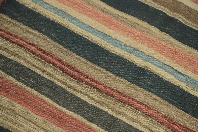 Vegetable Dye Stripe Kilim Flat weave Rug Reversible Vintage Handmade Carpet 5x7 gallery