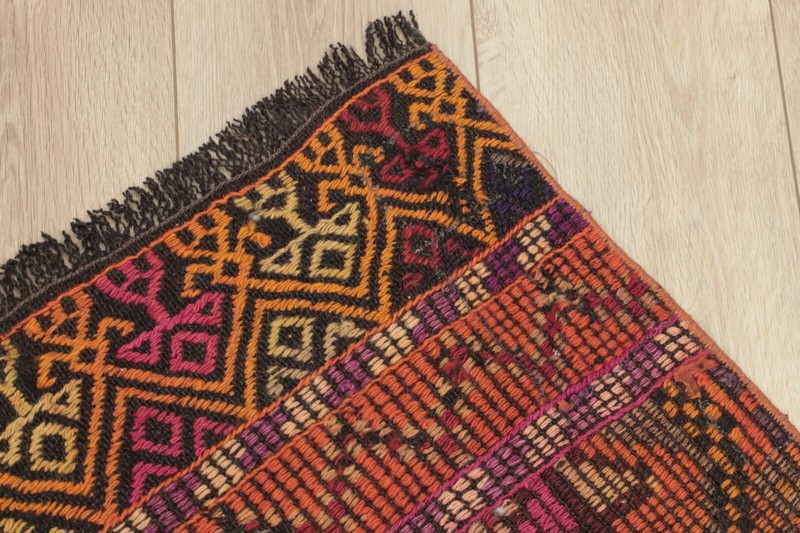 Turkish Tribal Runner Rug Ethnic Cappadocia Handwoven Unique Kilim Carpet 3x9ft gallery