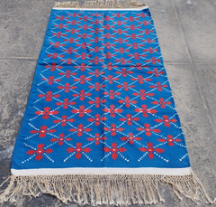 Vintage Handmade Moroccan Tribal Wool Blue Color Kilim Rug 185×104 cm