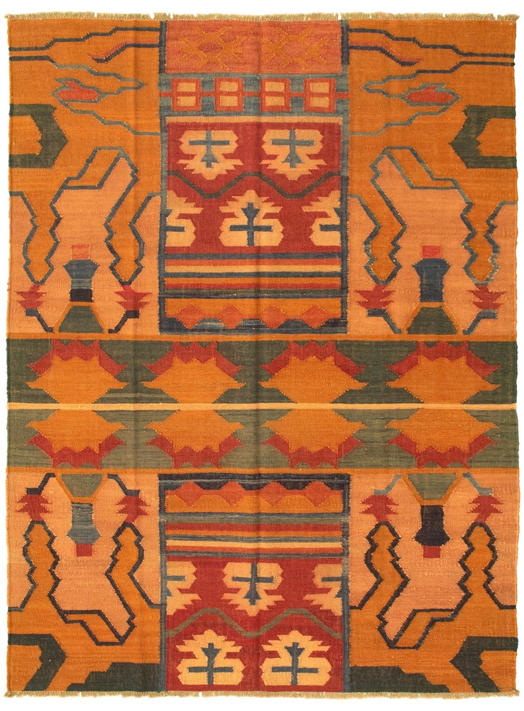 Vintage Hand Woven Area Rug 6'4" x 8'8" Traditional Wool Oriental Carpet