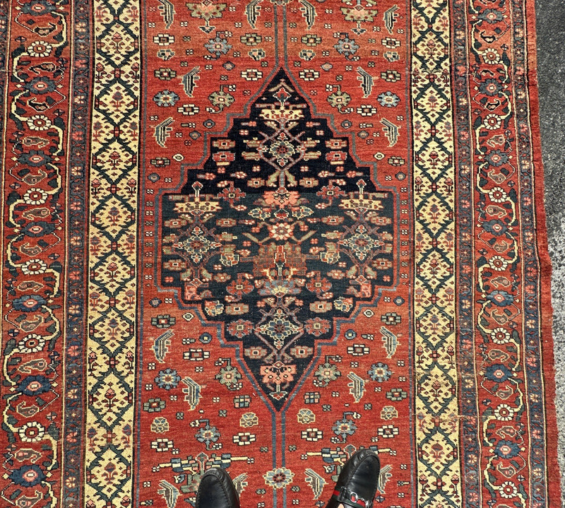 Auth: 19th C Antique Bidjar Garuss Kurdish Rug Mystical Collectors ART 5x10. gallery