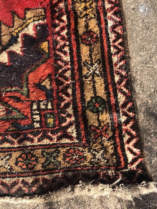 Afghan rug Antique vintage Turkmen Egyptian distressed woven runner 126" x 28" gallery