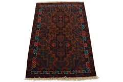 Vintage Tribal Rug 3′ x 4’6” Blue Wool Hand-Knotted Oriental Carpet