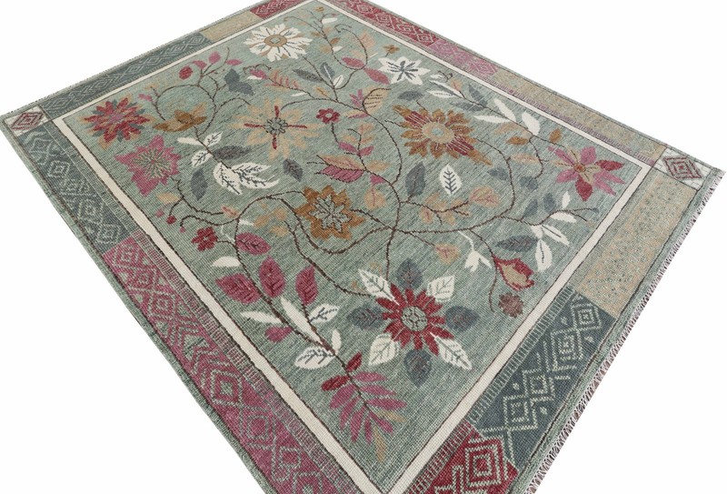 Elegant Teal Base Rug with Gold Accents Rug 8x10 ft gallery