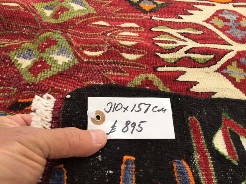 Vintage Turkish Kilim Kelim Rug 310x157 cm shabby chic wool, country home, boho gallery