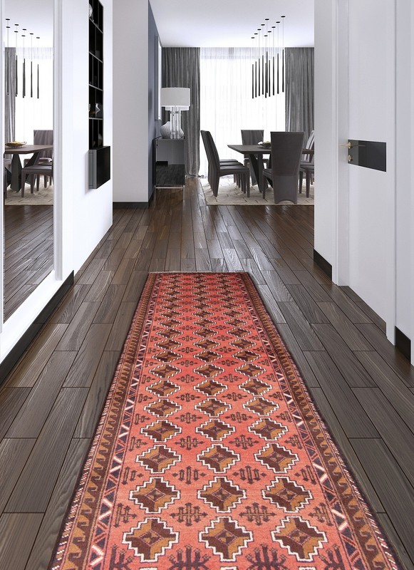 Vintage Hand-knotted Runner Rug 2'6" x 9'3" Traditional Oriental Wool Carpet gallery