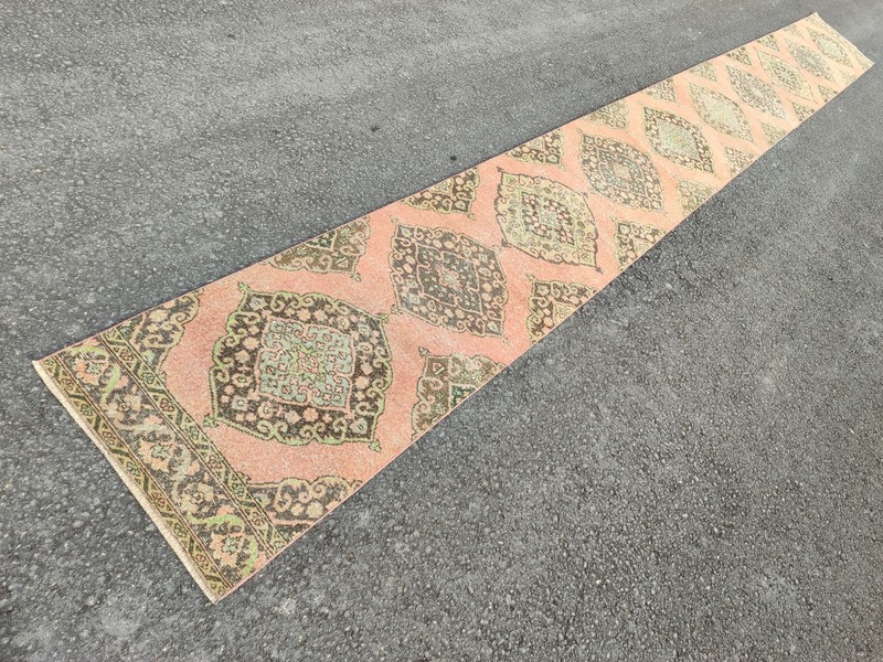 25 ft extra long runner rug Hallway, Long runner Turkish Oushak vintage 3x25 gallery