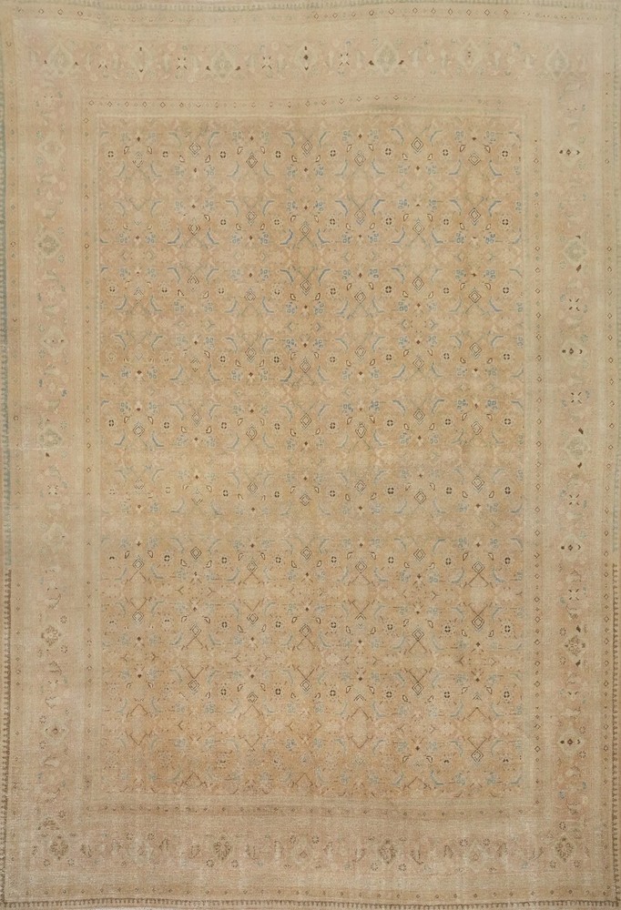 Antique Muted Rust Traditional Hand-knotted Vegetable Dye Room Size Rug 10x13