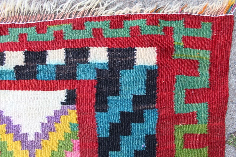 Kilim Vintage Traditional Hand Made Oriental Red Green Wool Kilim 310x202cm gallery