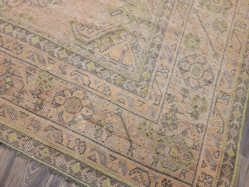 ANTIQUE handwoven Turkish Oushak 11'5"x14ft soft colors circa 1920s gallery