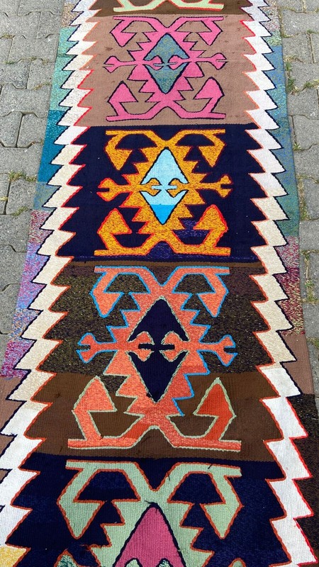 Vintage Runner Rug, Kilim Runner, 3x10 ft Hallway Rug, Long Rug,Decorative Kelim gallery