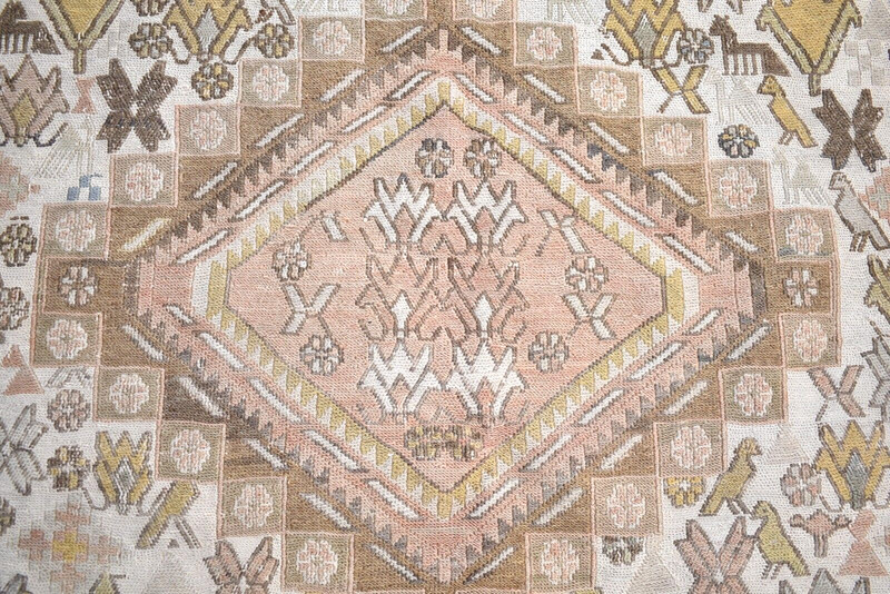 Caucasian Soumac Rug 3'9'' x 6'2'' ft Vintage Animal Figure Soumak Area Wall Rug gallery